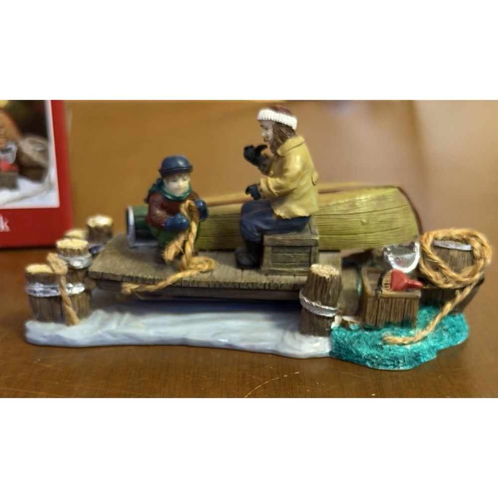 St Nicholas Square Village Collection "Boat Repair Dock" Winter Christmas EUC